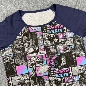 Star Wars T Shirt Darth Vader‎ Jedi Comic Collage Raglan Design Top Women's